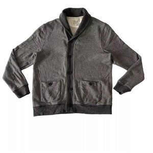 Lucky Brand Cardigan Sweater Mens XL Gray Shawl Collar Pockets Softest Knitwear